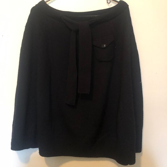 Yoshi Kondo Paris Black Knit Belted Skirt Small